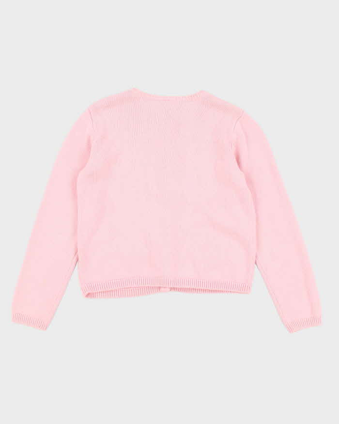 Woman's Pink Apple Argyle Cardigan - XXS