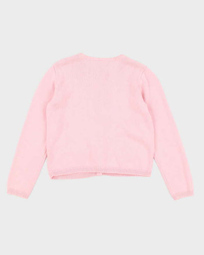 Woman's Pink Apple Argyle Cardigan - XXS