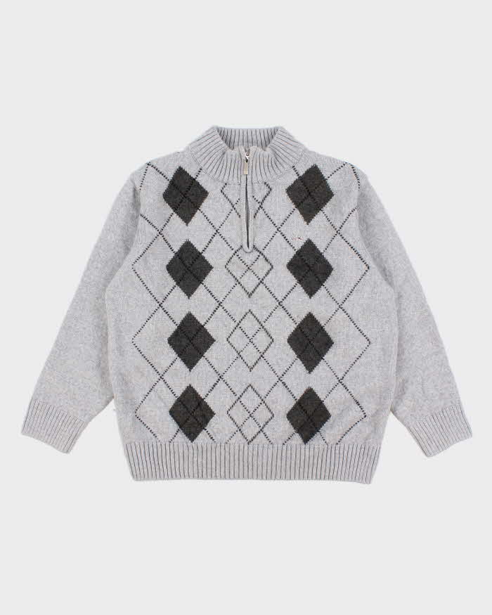 Vintage Men's Lacoste Argyle Zip Sweater - L