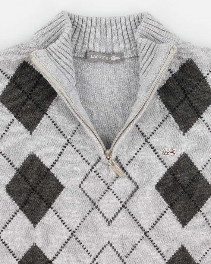 Vintage Men's Lacoste Argyle Zip Sweater - L
