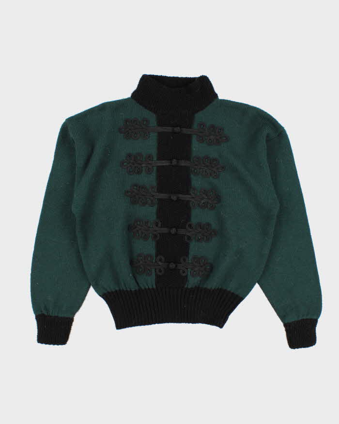 Woman's Green Wool Embelished Knit Jumper - M