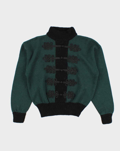Woman's Green Wool Embelished Knit Jumper - M