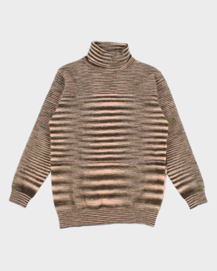 Vintage 60s Snowy Mountain Lambswool Striped Turtleneck - S/M