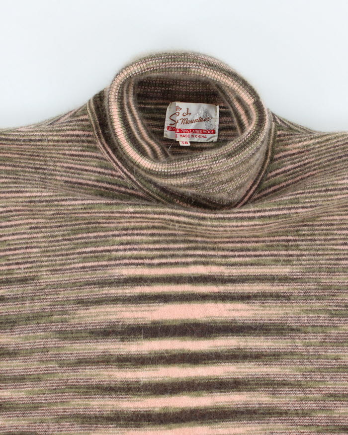 Vintage 60s Snowy Mountain Lambswool Striped Turtleneck - S/M