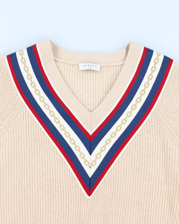 Sandro Wool Blend V-Neck Jumper - L