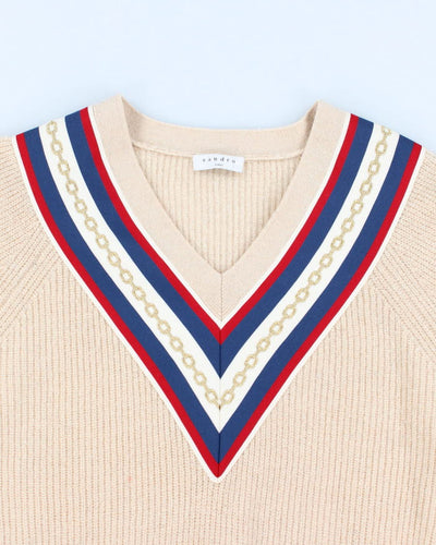 Sandro Wool Blend V-Neck Jumper - L