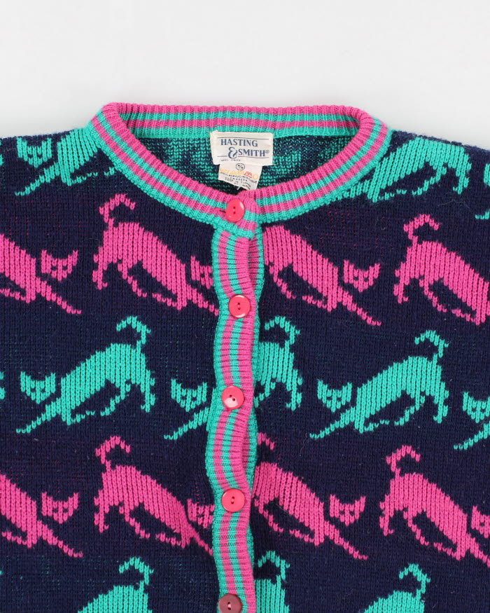 Vintage 90s Hasting &amp; Smith Oversized Cat Cardigan - M