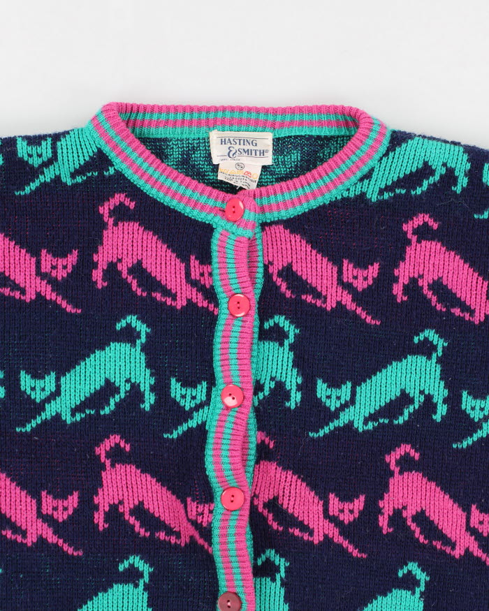 Vintage 90s Hasting & Smith Oversized Cat Cardigan - M