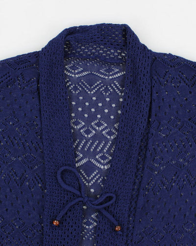 Vintage woman's Macramé Style Knit Cardigan - M