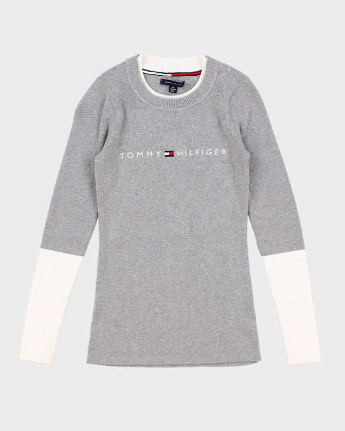 00s Tommy Hilfiger Grey Knit Jumper - XXS