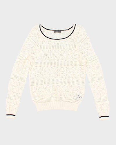 Woman's Cream macramé style Knit Jumper - M