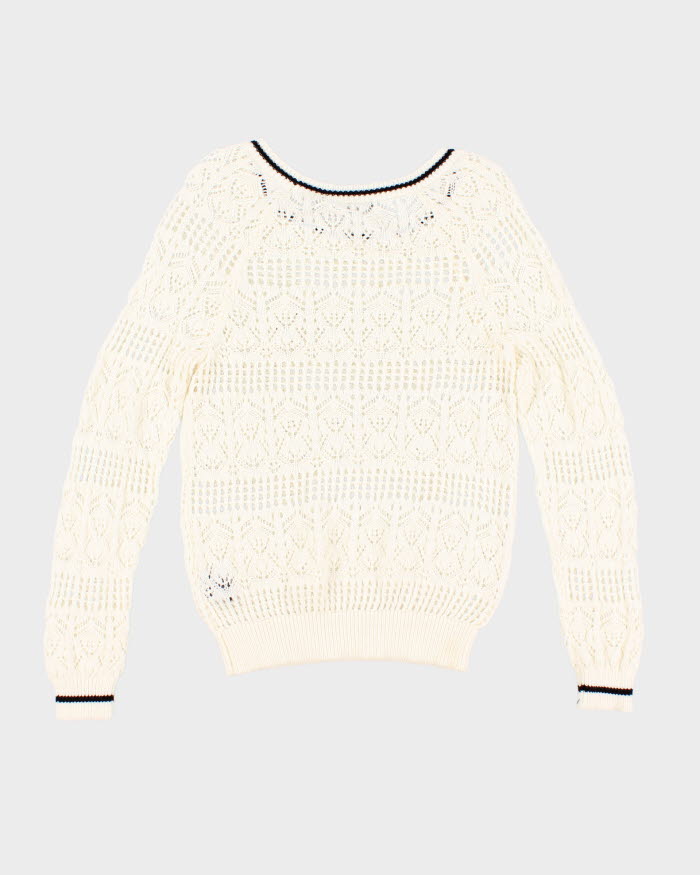 Woman's Cream macramé style Knit Jumper - M