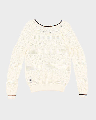 Woman's Cream macramé style Knit Jumper - M