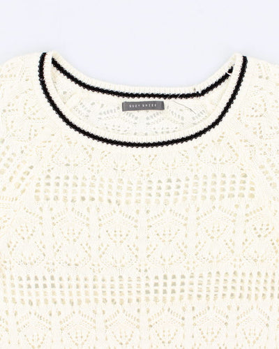 Woman's Cream macramé style Knit Jumper - M