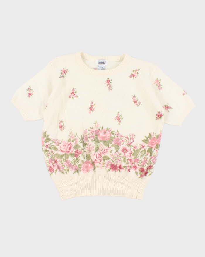 Vintage 90s Sostanza Floral Knit Tee - L