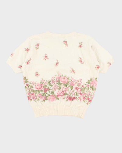 Vintage 90s Sostanza Floral Knit Tee - L