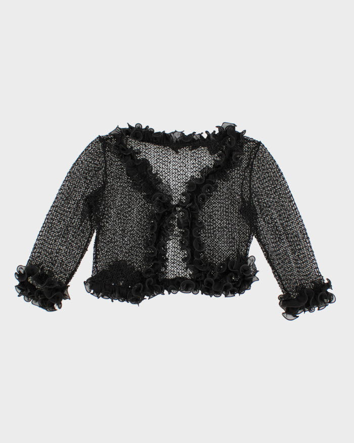 Vintage 90s Knit Ruffle Cardigan - S