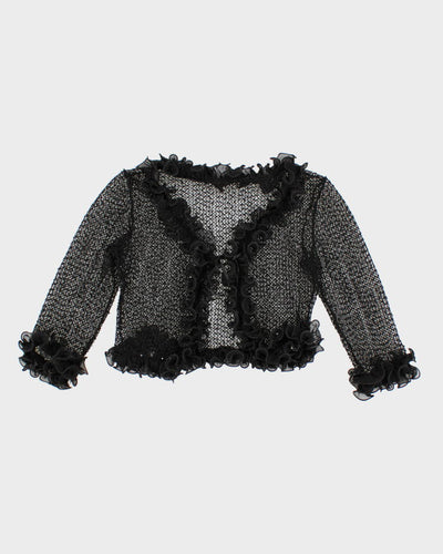 Vintage 90s Knit Ruffle Cardigan - S