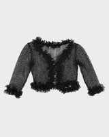 Vintage 90s Knit Ruffle Cardigan - S
