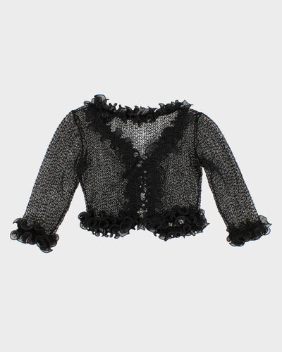 Vintage 90s Knit Ruffle Cardigan - S