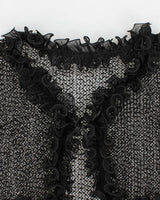 Vintage 90s Knit Ruffle Cardigan - S