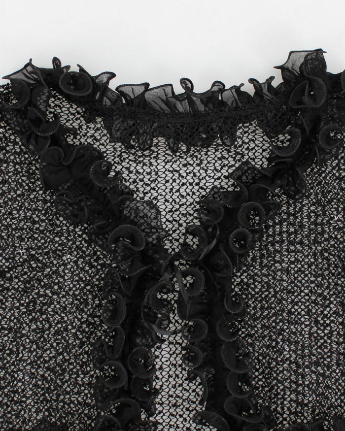 Vintage 90s Knit Ruffle Cardigan - S
