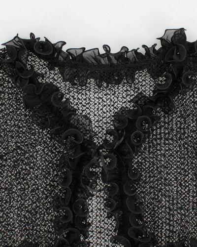 Vintage 90s Knit Ruffle Cardigan - S