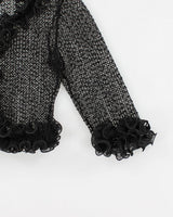 Vintage 90s Knit Ruffle Cardigan - S
