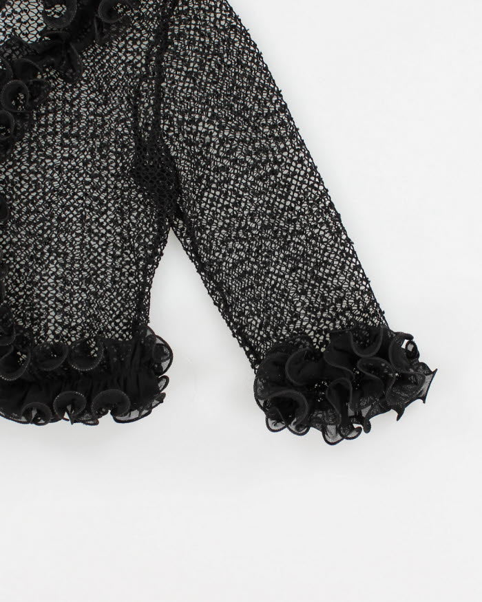 Vintage 90s Knit Ruffle Cardigan - S