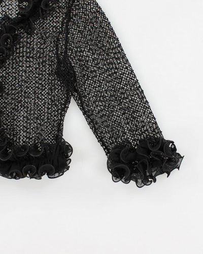 Vintage 90s Knit Ruffle Cardigan - S