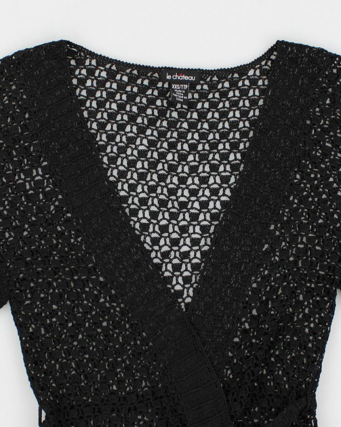 Vintage 90s Le Chateau Crocheted Cardigan - XXS