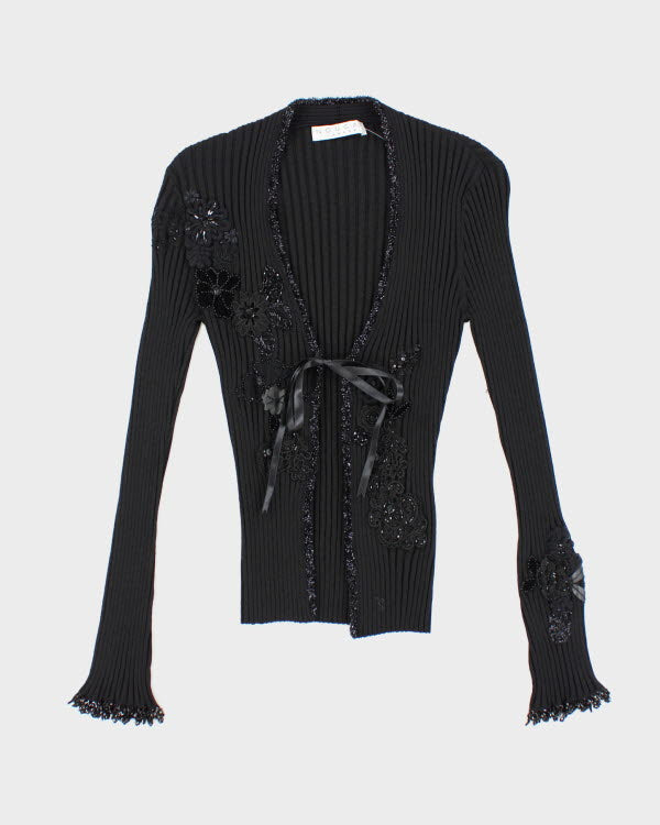 Vintage 90s Nougat Sequined Black Cardigan - S