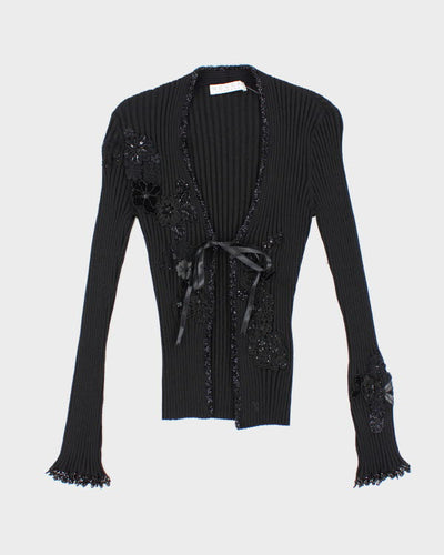 Vintage 90s Nougat Sequined Black Cardigan - S