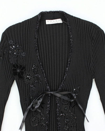 Vintage 90s Nougat Sequined Black Cardigan - S