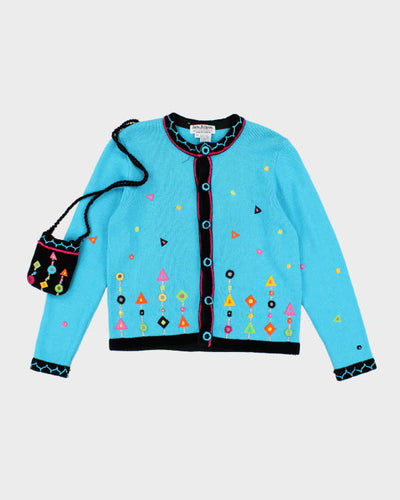 Vintage 90s Unique Jack B. Quick Patterns Cardigan with Bag - S