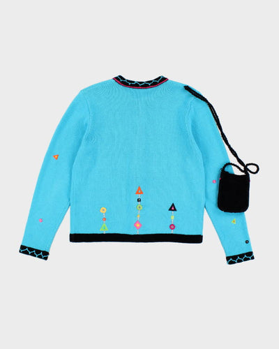 Vintage 90s Unique Jack B. Quick Patterns Cardigan with Bag - S