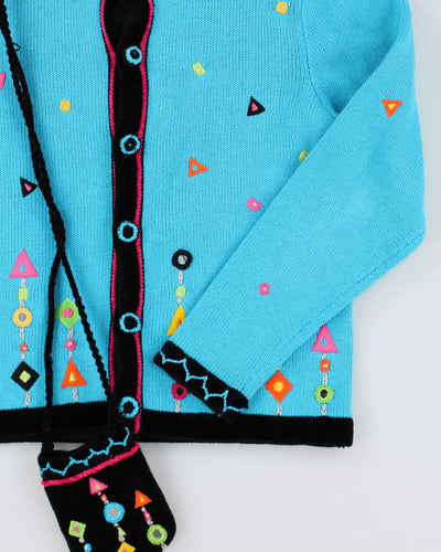 Vintage 90s Unique Jack B. Quick Patterns Cardigan with Bag - S