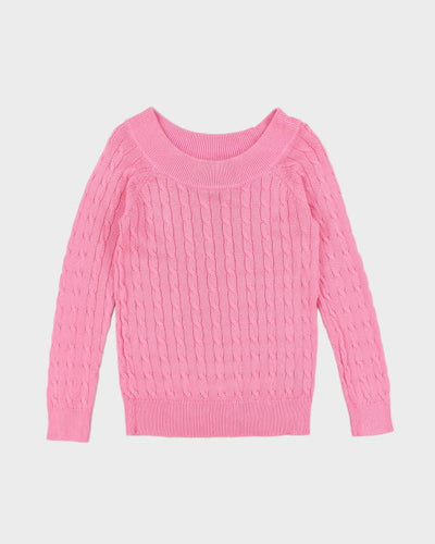 Deadstock Ralph Lauren Pink Cable Knit Jumper - S