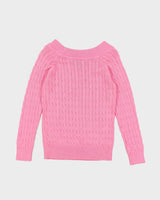 Deadstock Ralph Lauren Pink Cable Knit Jumper - S