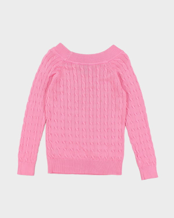 Deadstock Ralph Lauren Pink Cable Knit Jumper - S