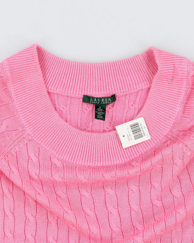 Deadstock Ralph Lauren Pink Cable Knit Jumper - S