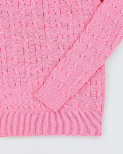 Deadstock Ralph Lauren Pink Cable Knit Jumper - S