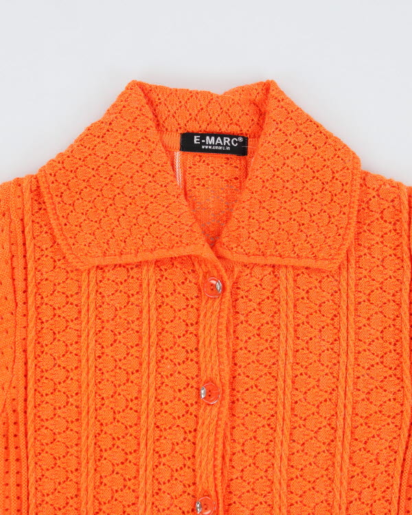 Vintage E-MARC Orange Knit Cardigan - S