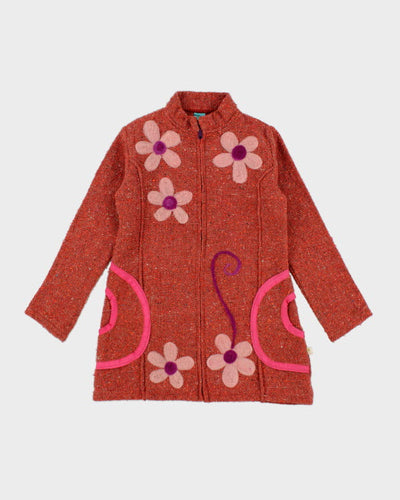 Y2k 00s Knit Zip-up Cardigan - M