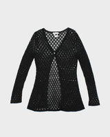 Y2k 00s Gerald Darrel Crochet Beaded Cardigan - L
