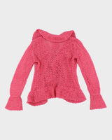 Y2k 00s Pink Knit Cardigan - S