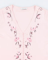 Y2k 00s Precis Pink embroidered Cardigan - M