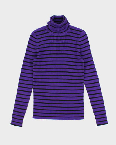 Ralph Lauren Striped Polo Neck Jumper - M