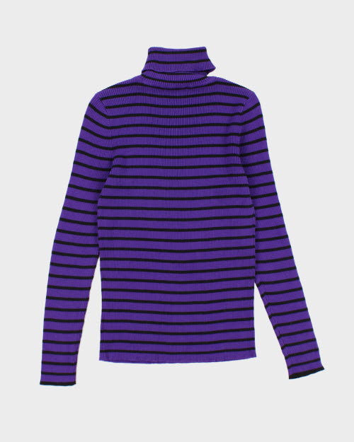 Ralph Lauren Striped Polo Neck Jumper - M