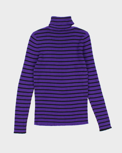 Ralph Lauren Striped Polo Neck Jumper - M